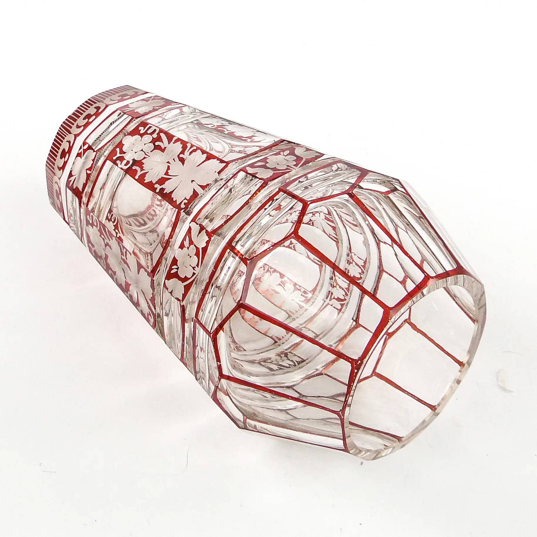 Biedermeier vase, double-layer crystal, Bohemia, Czech Republic, 19th century