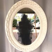 Large White Stucco Wooden Mirror Shabby Chic Baroque Decorative Art