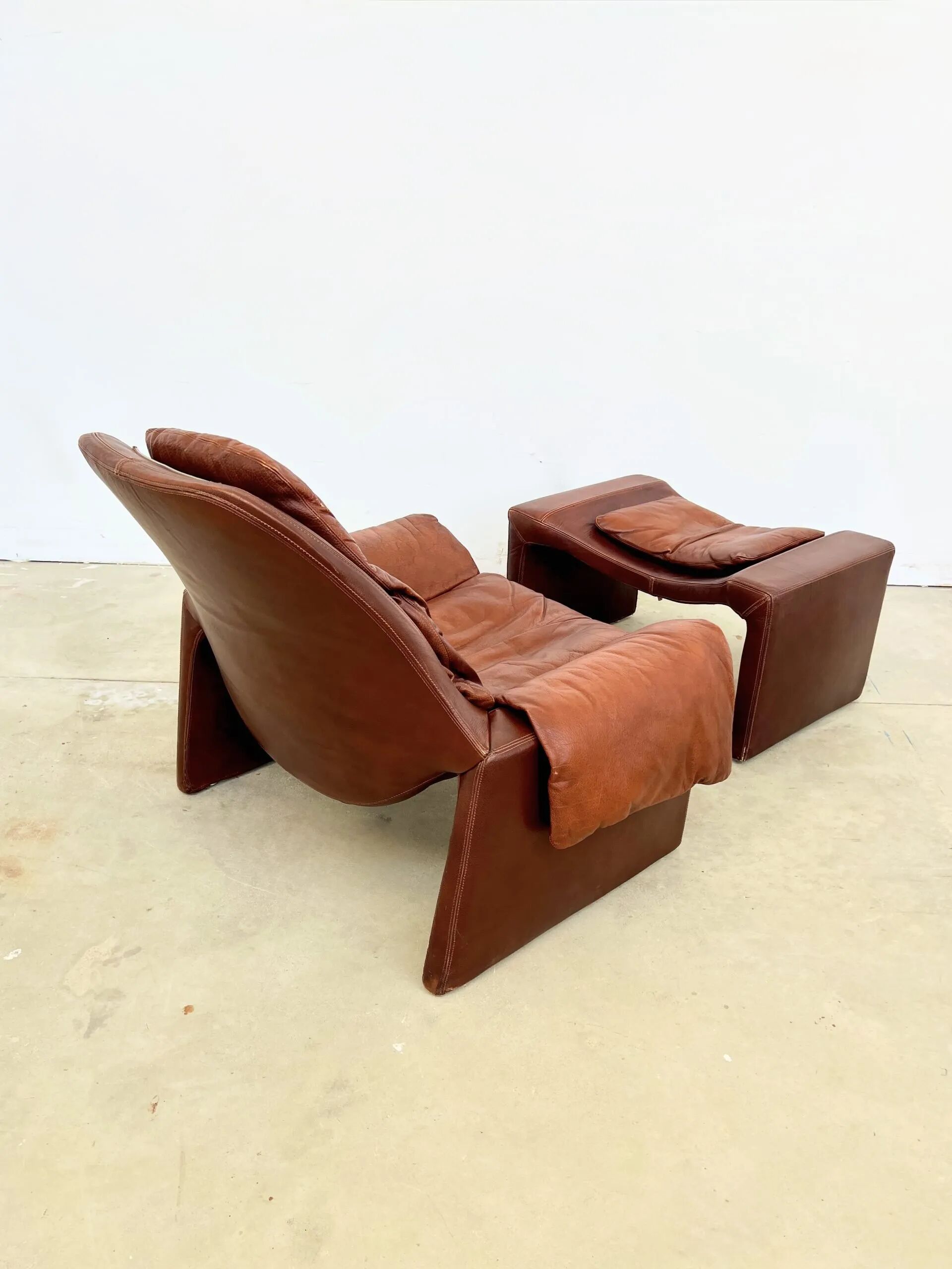 Havana leather armchair and ottoman P60