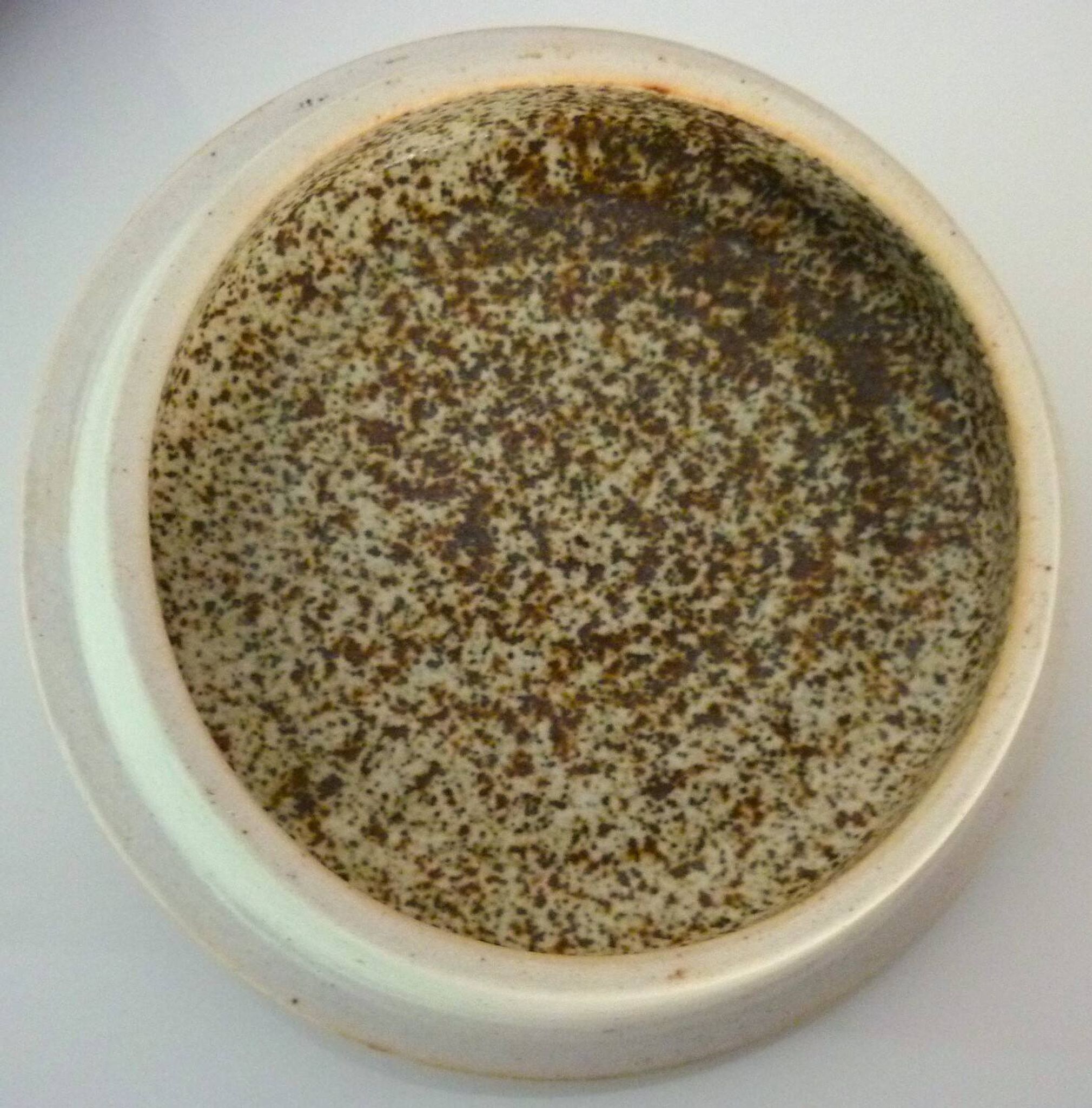 Vegetable dish, covered pot, glazed ceramic art, 1970s, signature to be identified