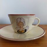Vintage saucer cups in Breton earthenware