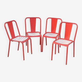 Series of 4 “tolix” garden chairs