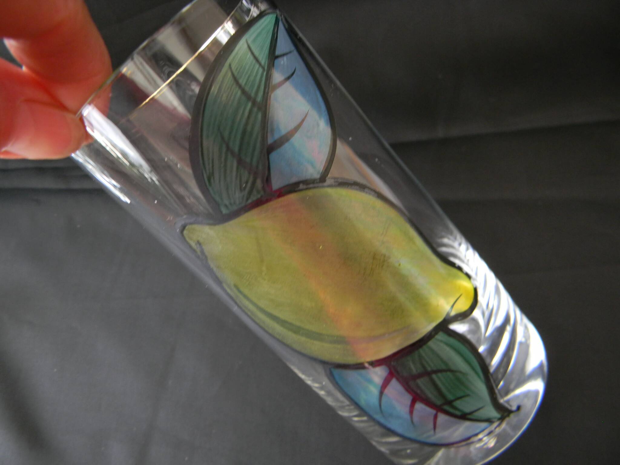 6 glass orangeade glasses, 1970s