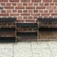 Black and gold metal string shelf with vinyl holder - vintage 1960