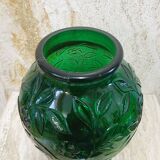 Ovoid vase pressed glass green art deco