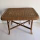 Table basse ancienne en rotin et bambou, 1950