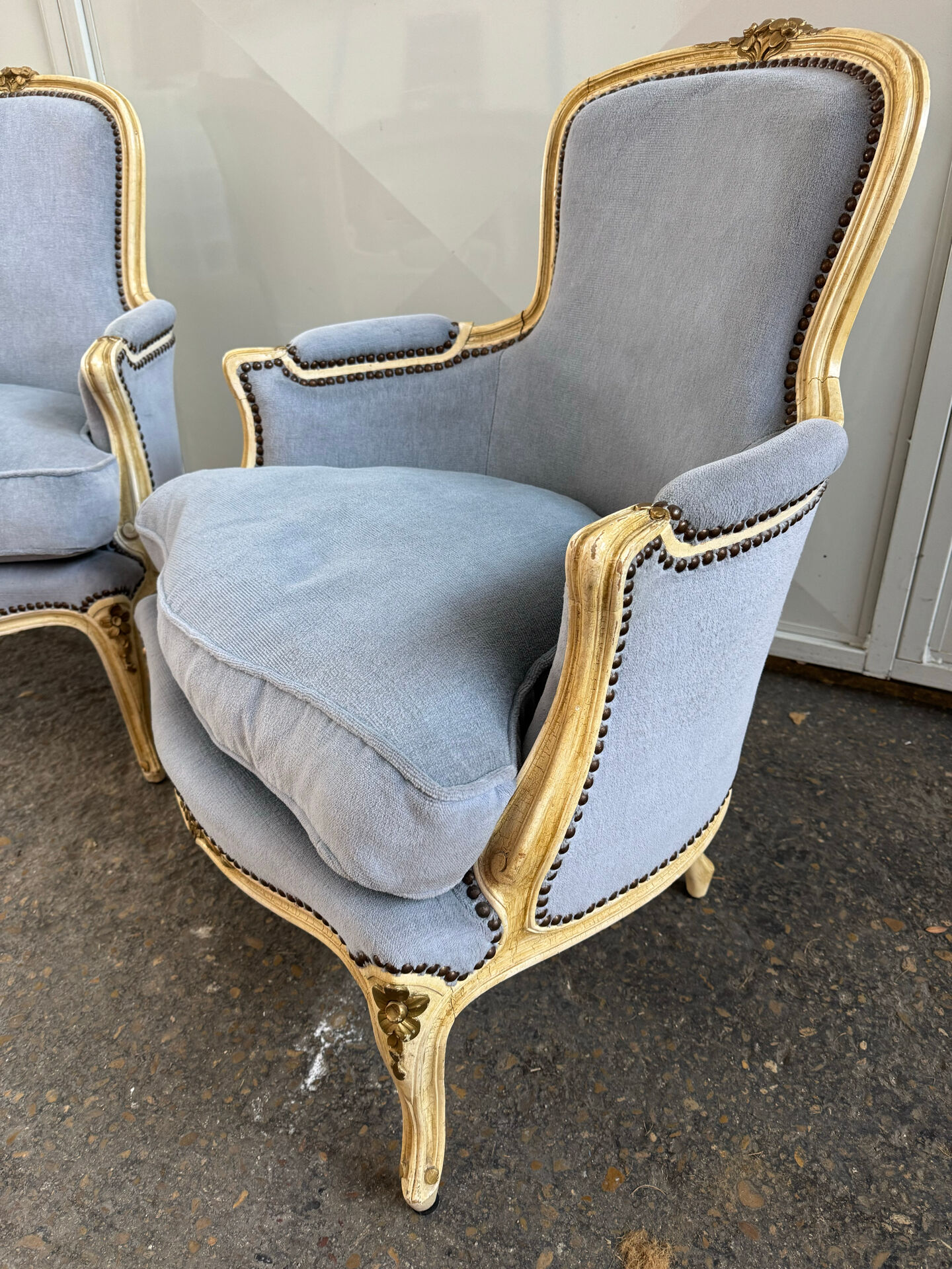 Pair of cabriolet armchairs in Louis XV style