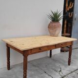 Old rustic farm table 2 drawers 1900s - 1m62