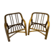 Pair of vintage rattan bamboo armchairs