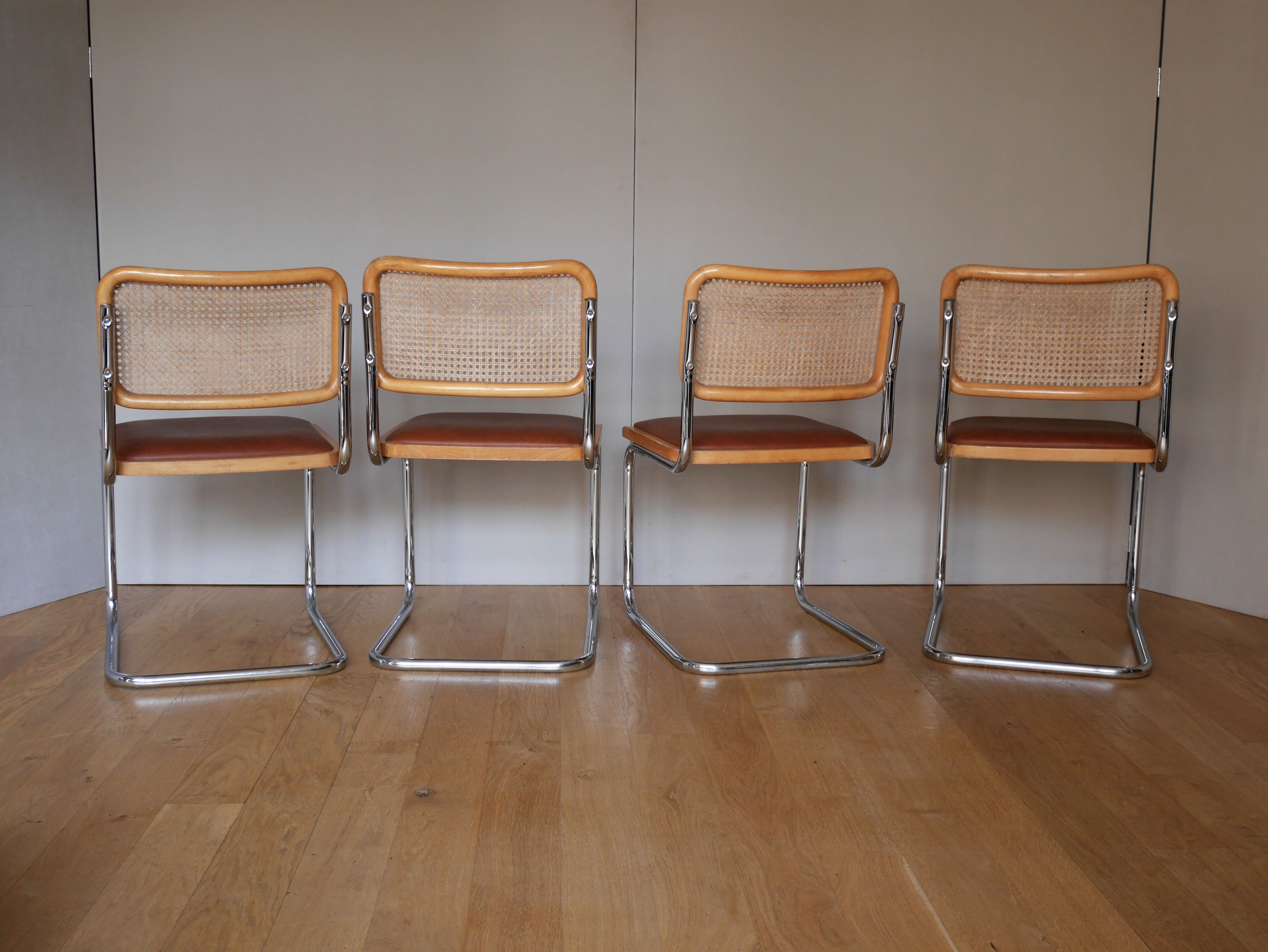 4 chaises Cesca B32 de Marcel Breuer années 70