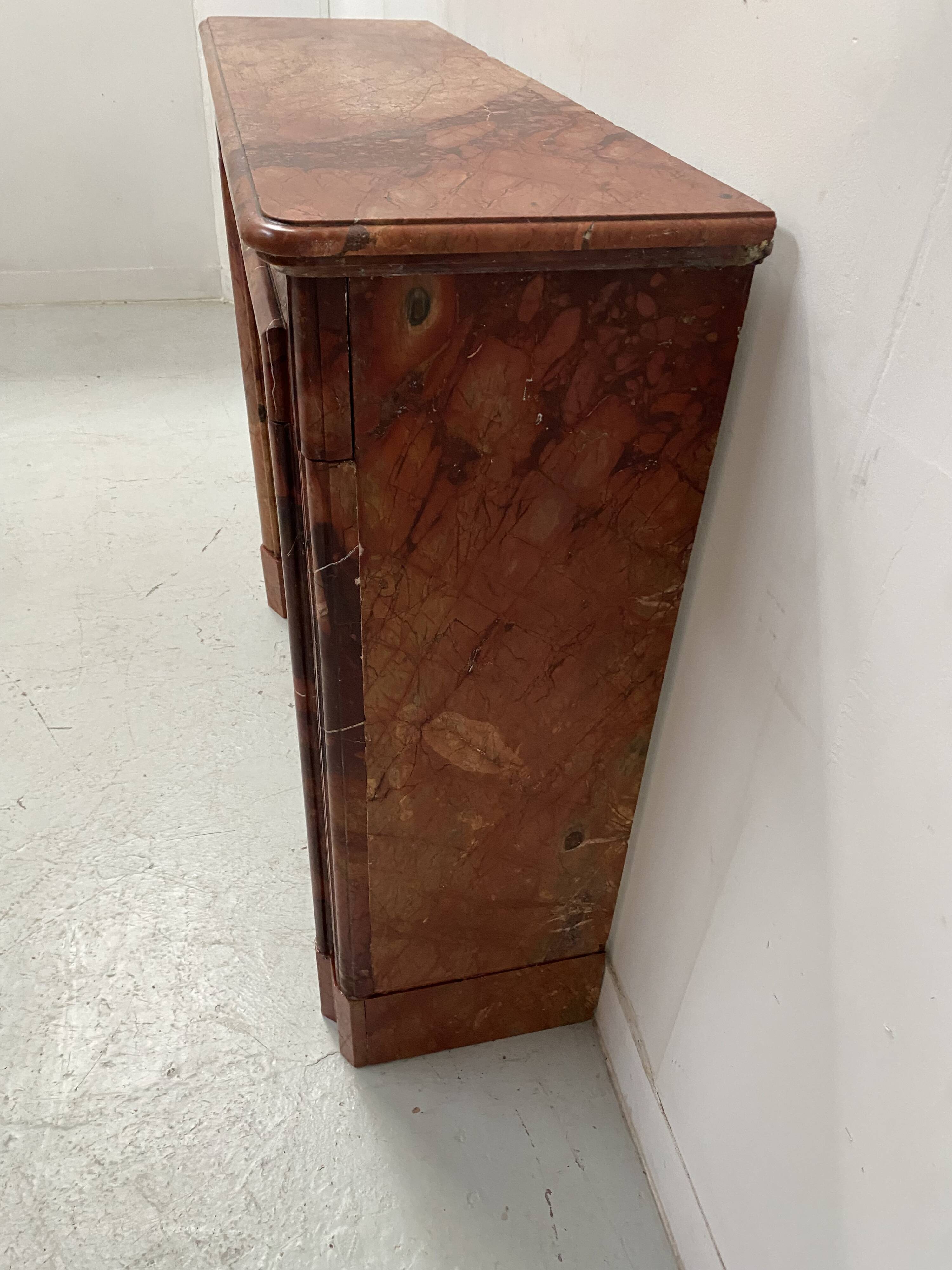 Louis Philippe fireplace in red breccia marble, 19th century