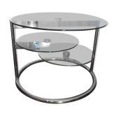 Glass coffee table with swivel tops circa 1980