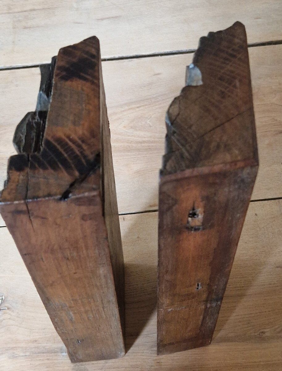 Pair of Woodwork Pediments Ornamentation 19th Century