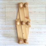 Extendable wall-mounted coat rack in light wood, 1980s