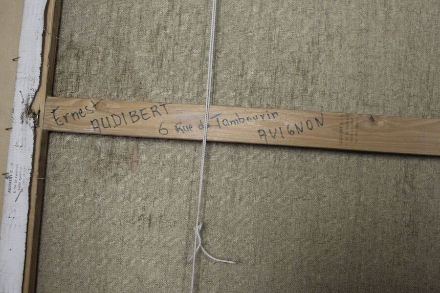 Oil on canvas ernest audibert, still life with fish