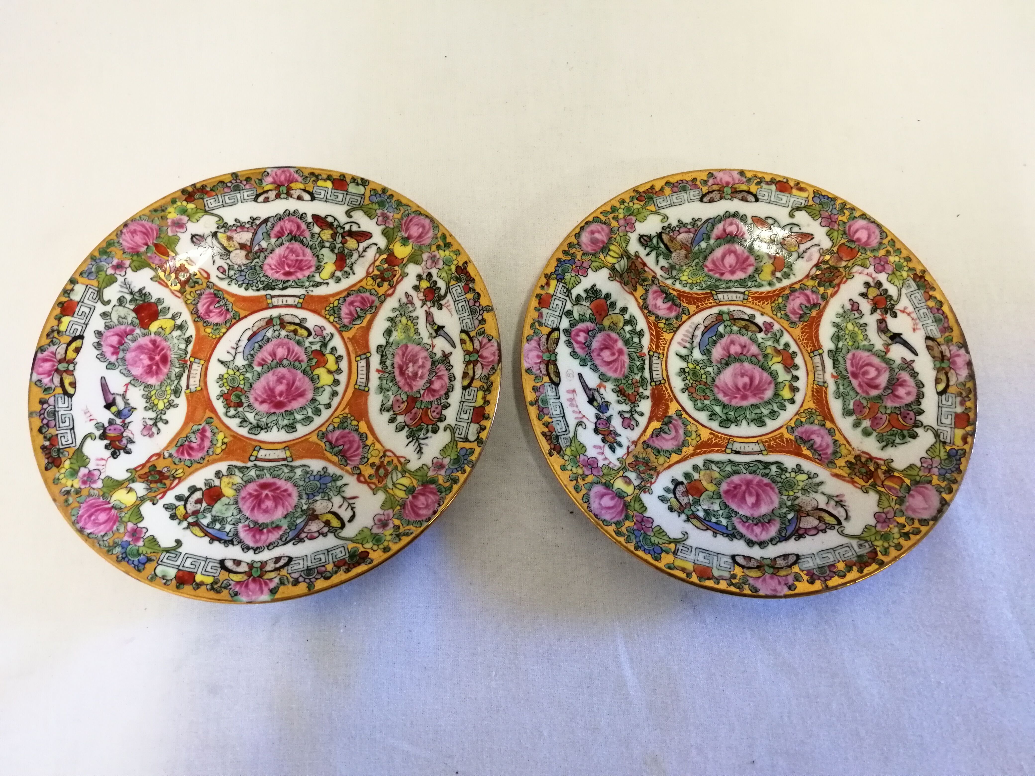 Asian Porcelain Plates Floral Decor