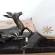 Old lamp art deco - doe in regulus on marble base - globe opaline glass - 1940