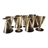 Set of 10 engraved glass water glasses from the 1930s 1940s tabletop art