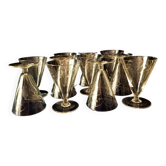 Set of 10 engraved glass water glasses from the 1930s 1940s tabletop art