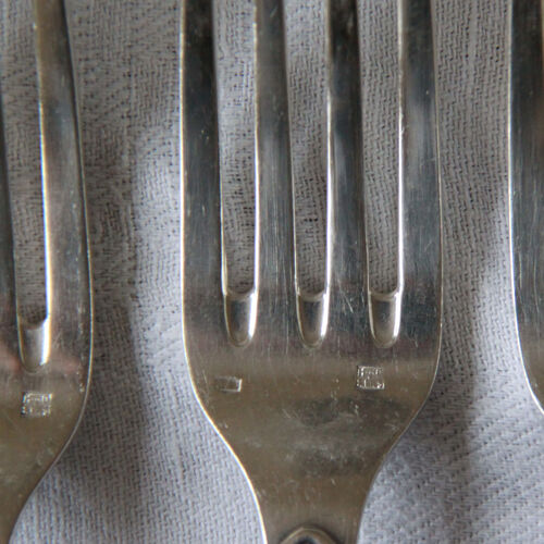6 fourchettes vintage en métal argenté art déco poinçonnées