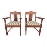 Art Deco Haagse School Armchairs in Oak and Ebony, 1920s, Set of 2