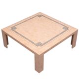 Robert Marcius Pink Tessellated Marble and Brass inlay Coffee table 1970s