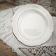 Set of 12 white earthenware dessert plates with a gold rim from Sarreguemines.
