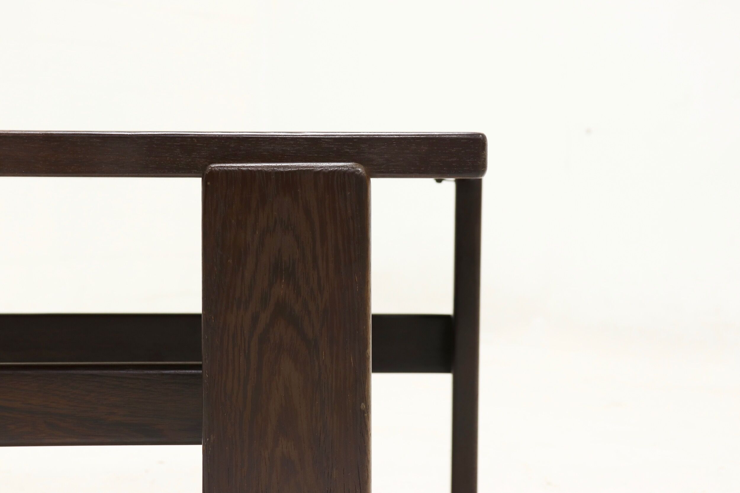 Asymmetrical solid Wenge wooden coffee table 1960s