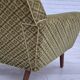 Fauteuil danois à dossier haut de georg thams, revêtement original, velours vert, bois de teck.