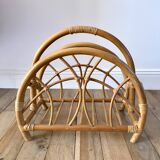 Rattan and bamboo magazine rack from the 60s
