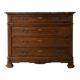 Antique wooden chest of drawers with a marble top.