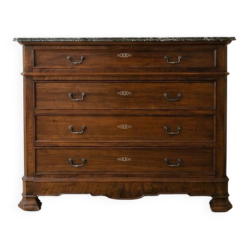 Commode ancienne en bois avec plateau en marbre