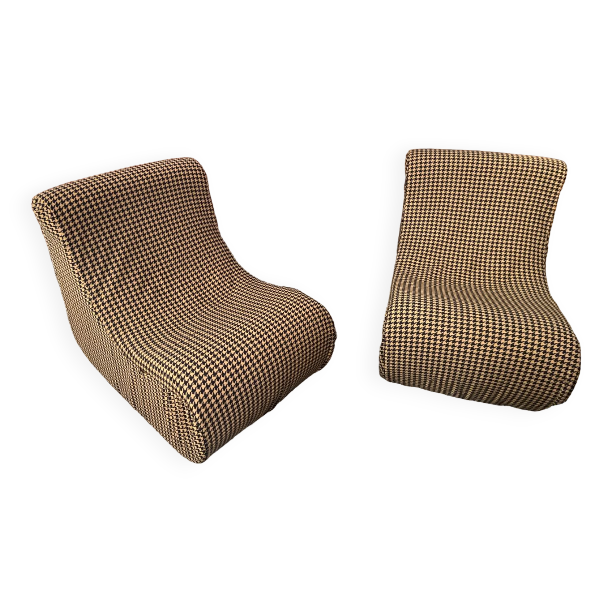 Pair of 70s foam armchairs