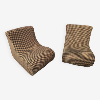 Pair of 70s foam armchairs