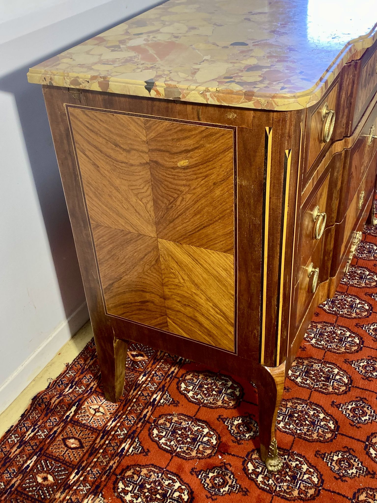 Chest of drawers Transition Style Louis XV marquetry and bronze