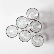 Set of 6 Vintage Italian Clear Wine Glasses Silver Rim Mid-Century Stemware