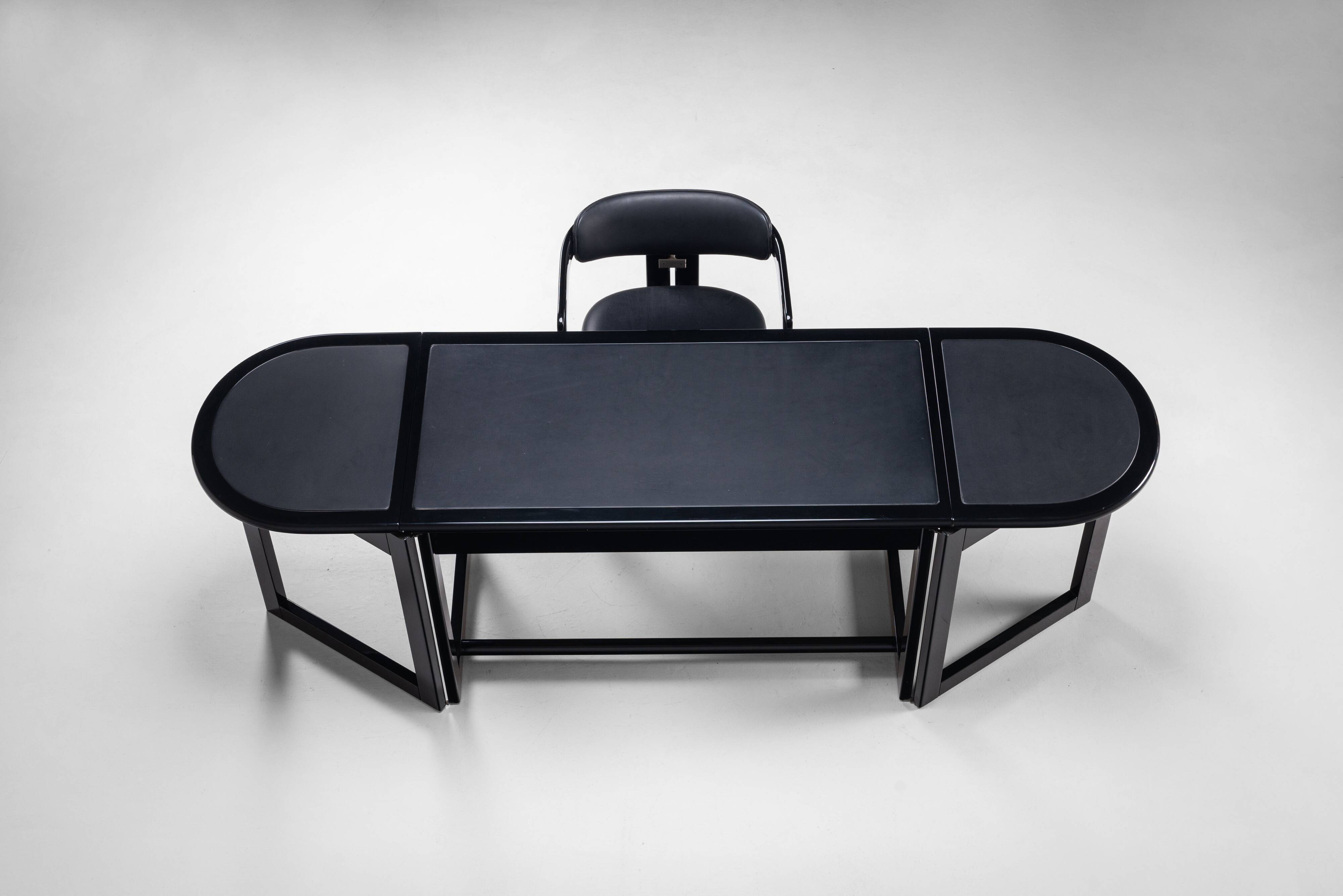 Augusto Savini rare drop leaf desk with Pamplona chair for Pozzi Italy