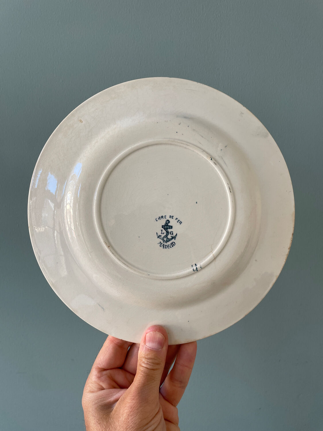 Set of 7 flat plates Terre de Fer XIXth "Madrid"