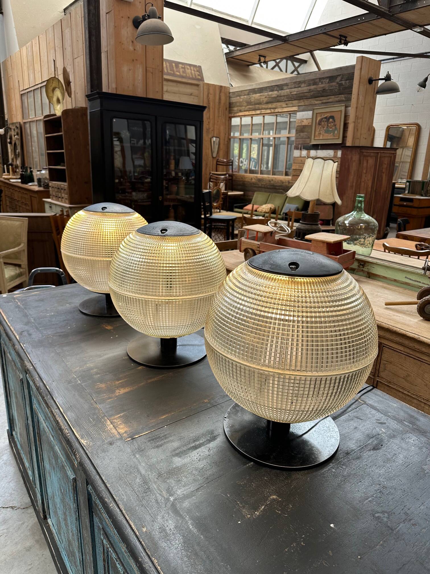 Suite of 3 70s holophanes