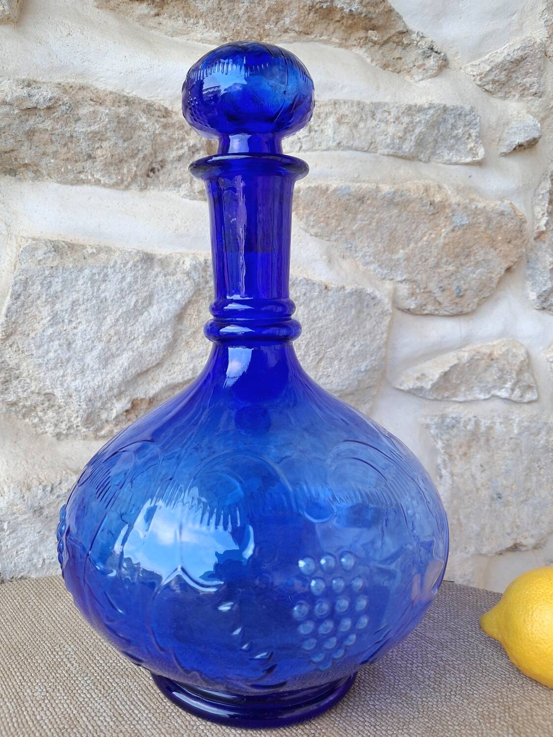 Blue glass carafe