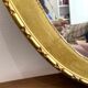 XXth oval mirror, gilded wood trumeau, beveled ice, vintage medallion mirror