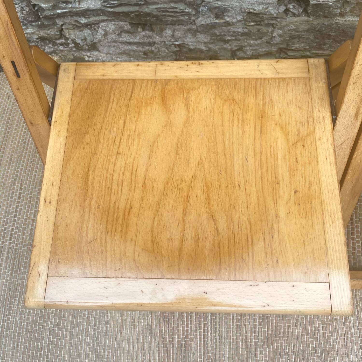 Extra flat vintage beech folding chairs