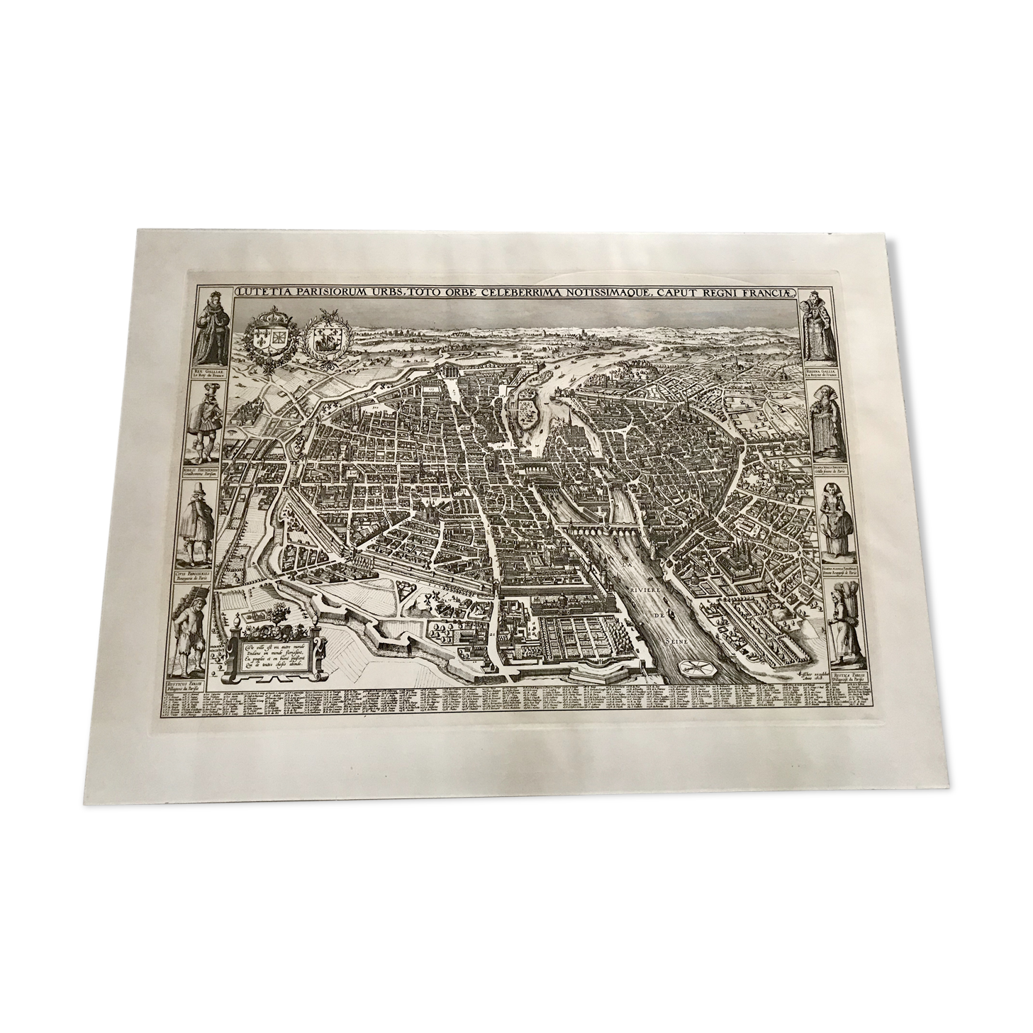 Old map of Paris 100X72