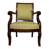 Pretty Empire period office armchair in mahogany with patterned tapestry