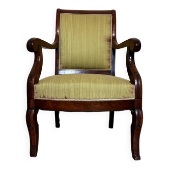 Pretty Empire period office armchair in mahogany with patterned tapestry