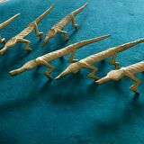6 crocodile-shaped brass knife holders