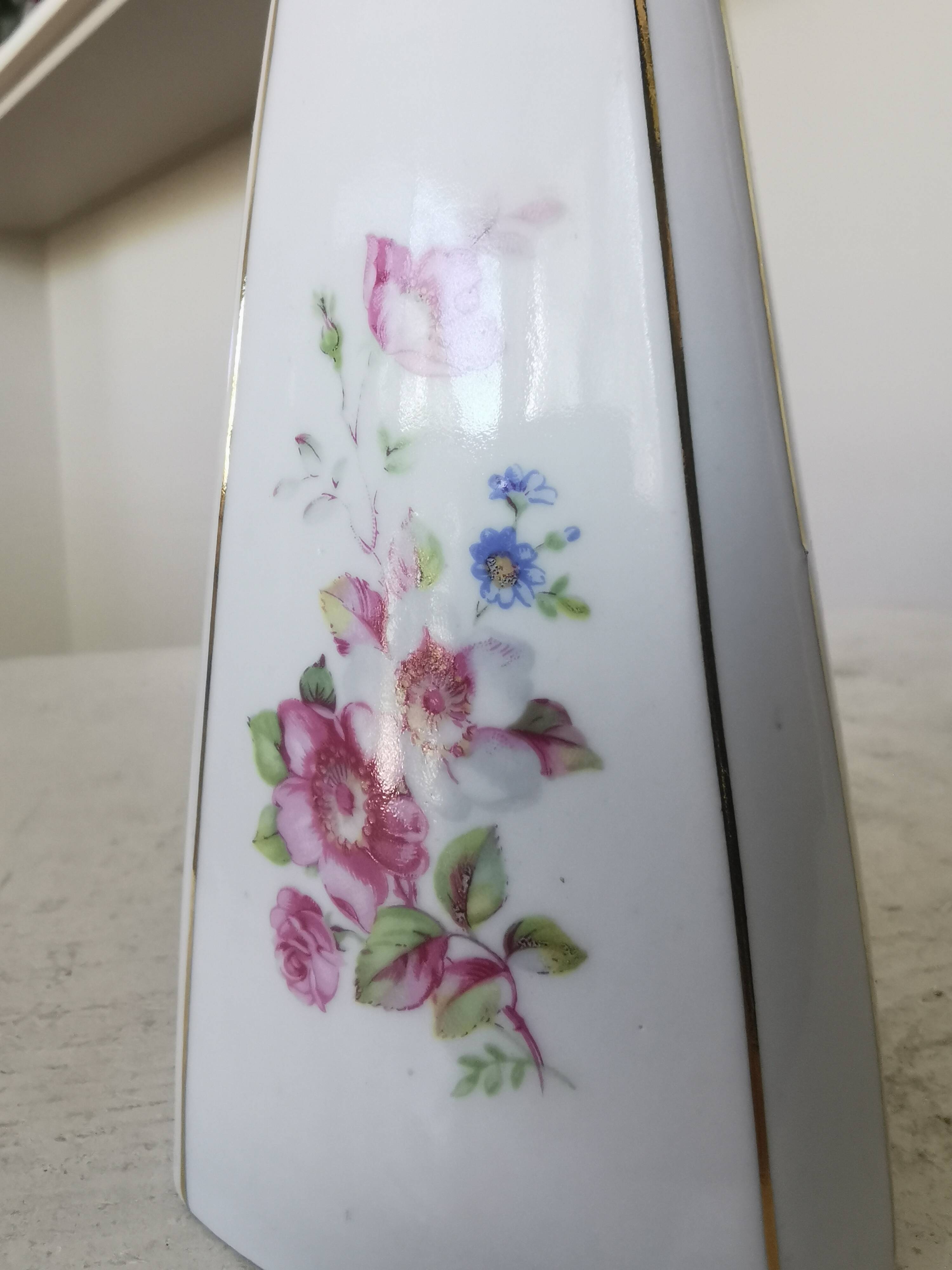 Vase vintage Jugoporcelan : porcelaine florale yougoslave des années 1970