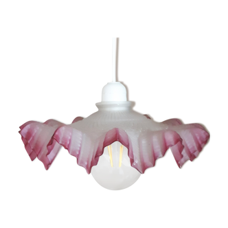 Vintage white and pink frosted glass hanging lamp