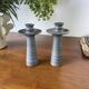 Pair of gray stoneware candlesticks