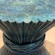 Pair of Bamboo Side Tables in the Shape of a Wheat Sheaf. Turquoise Lacquered.